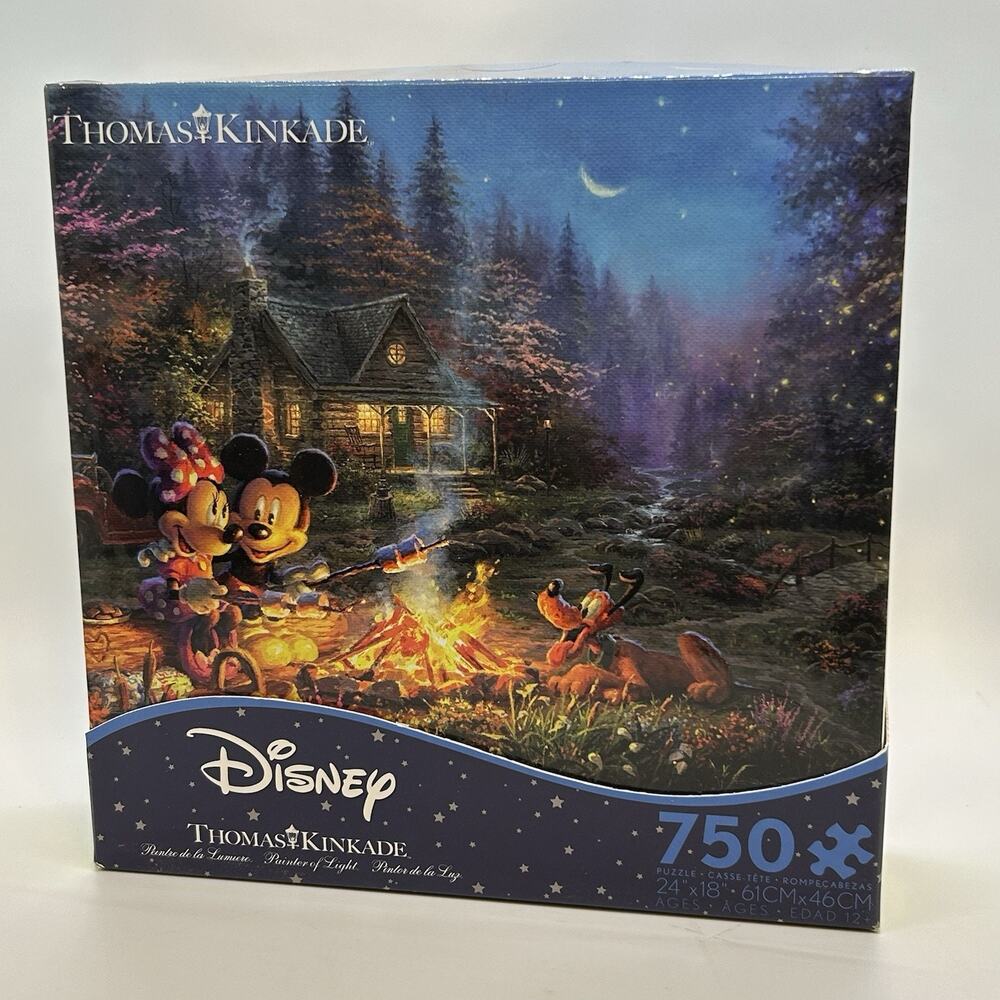 Puzzle Disney Mickey Mouse Minnie Sweetheart Campfire 750pc Thomas Kinkade CEACO